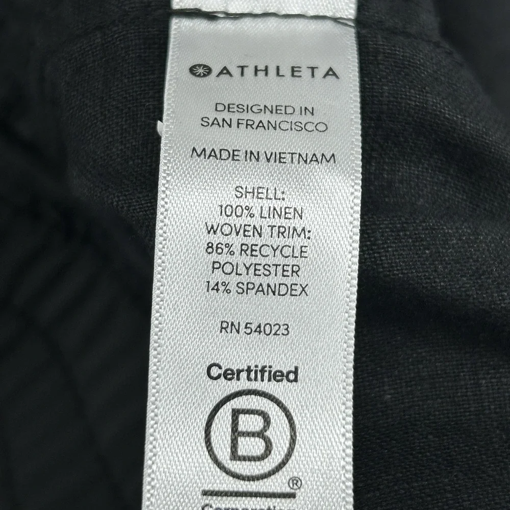 Athleta Cabo Linen Jogger Pants Women Size 6 Petite Black Activewear - Picture 4 of 10